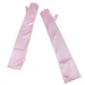 Women Long Pink Satin Gloves Evening Party Wedding Cosplay Costume Accessories Elegance - Pink