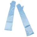 Light blue satin long gloves for women, opera length elegant evening party cosplay costume. - Sky Blue