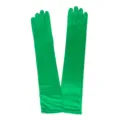 Green satin opera gloves 45cm long formal evening wedding party dress accessory item - One Size / Green