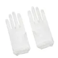 Gants en résille blanche pour femmes, gants courts en dentelle pour fête, mariage et scène. - Taille unique / Blanc