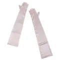 Pink long satin gloves for women, elegant opera gloves for evening party, wedding and cosplay. - Champagne