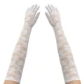 White long lace gloves for women, elegant opera evening party bridal wedding gloves variant. - White