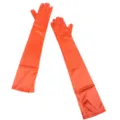 Long orange satin evening gloves for women opera party wedding cosplay performance apparel - Orange Red