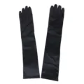 Black satin long gloves 45cm evening opera gloves formal party wear costume accessories - One Size / Black