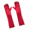 Gants longs en satin rouge pour soiree mariage elegantes gants plisses de costume chic - Taille unique / Rouge