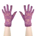 Femmes gants de dentelle violette courts sans doigts protection solaire mariage neuf - Taille unique / Violet