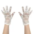 Femmes gants de dentelle blanche courts élégants floraux protection solaire mariage mariée - Taille unique / Blanc