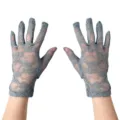 Grey lace sun protection gloves short fingerless driving gloves women wedding bridal accessories - One Size / Gray