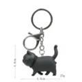Leuke grijze katten sleutelhanger met metalen karabijnhaak en ring voor tas. - Grijze kat nr. 3 / Grijs