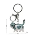 Leuke grijze kat sleutelhanger, dikke katten tas charm met hart patroon, 4.6cm. - Nr. 2 - Grijs-witte kat met hartjespatroon / Grijs/Wit