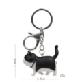 Zwart-witte dikke kat sleutelhanger, schattige dierenhanger met metalen karabijnhaak. - Nr. 6 - Zwart-witte kat / Zwart/Wit