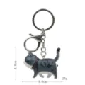 Leuke grijs gestreepte kat sleutelhanger, knuffelig kitten metalen bedel voor tassen en sleutels. - Nr. 7 - Grijs-witte cyperse kat