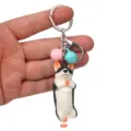 Yoga Hund Schlüsselanhänger süßer Welpe Schlüsselring mit Glocken Taschenanhänger - Einbeiniger Stand Husky / Rosa Und Hellblau