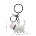 Witte kat sleutelhanger met metalen karabijnhaak, schattige kitty tas bedel accessoire. - Nr. 1 - Witte kat