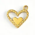 Gold double heart pendant stainless steel DIY jewelry making necklace bracelet charm accessory - Double Heart Pendant
