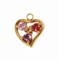 Stainless steel colorful zircon heart pendant DIY necklace jewelry accessory main - Multicolor Hearts / Pink Purple