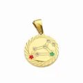 Stainless steel gold zodiac constellation pendant with crystals for DIY jewelry accessories. - Leo (Zodiac)