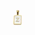 Gouden titanium staal schelp vierkante letter Z hanger voor DIY ketting armband sieraden - Letter Z / 5 Stuks/Verpakking