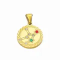 Exquisite constellation pendant detail, stainless steel gold plated with crystal stars charm. - Aquarius (Zodiac)