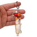 Niedlicher Yoga Corgi Schlüsselanhänger mit bunten Glocken für Taschen und Autos. - Einbeiniger Yoga-Corgi / Rotorange