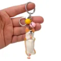 Yoga Corgi Schlüsselanhänger mit Glocken und Karabiner, süßer Taschenanhänger für Autoschlüssel. - Einbeiniger Yoga-Corgi / Gelb Rosa