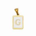 Edelstahl Gold quadratisch Buchstabe G Anhänger Emaillierte DIY Schmuck Zubehör für Kette - Buchstabe G