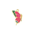 Stainless steel enamel butterfly pendant charm for DIY necklace earrings jewelry making accessories - 2 Pink Wing Side Butterfly