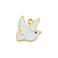 Gold weiße Emaillierte Taube Anhänger Charms für DIY handgemachte Halskette. - 8 Fliegende Taube