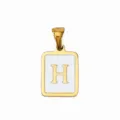 Edelstahl Buchstabe H Anhänger, goldener rechteckiger weißer Emaillierter DIY Schmuck. - Buchstabe H