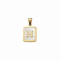 Goud titanium staal schelp vierkant letter H hanger bedel DIY sieraden accessoire - Letter H / 5 Stuks/Verpakking