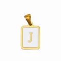 Edelstahl Weiß Emaille Buchstabe J Quadrat Anhänger DIY Schmuck Zubehör Halskette Ohrring - Buchstabe J