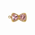 Gold bow zirconia heart pendant DIY jewelry accessory necklace bracelet earring charm item - Bow / Pink
