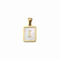 Verguld titanium staal moederschelp vierkante letter I hanger DIY sieraden accessoire - Letter I / 5 Stuks/Verpakking