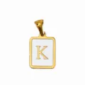 Goldfarbener Edelstahl rechteckiger Buchstabe K Anhänger mit weißer Emaillierung DIY Schmuck. - Buchstabe K
