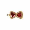 Stainless steel rhinestone zircon bow pendant jewelry DIY accessory for necklace bracelet - Bow / Red