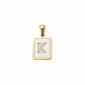 Verguld titanium staal schelp vierkante initiaal letter K hanger DIY sieraden accessoire - Letter K / 5 Stuks/Verpakking