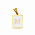 Minimalistischer Edelstahl Emaillierter quadratischer Buchstabe M Anhänger DIY Schmuck Zubehör - Buchstabe M