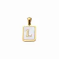 Verguld titanium staal moeders parel vierkante initiële letter L hanger DIY sieraden - Letter L / 5 Stuks/Verpakking