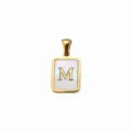 Roestvrij staal verguld moederschelp vierkante letter M hanger DIY sieraden accessoire - Letter M / 5 Stuks/Verpakking