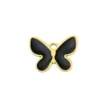 Gold and black enamel butterfly pendant charm for DIY handmade jewelry necklaces and earrings. - 4 Black Butterfly