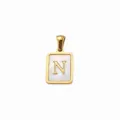 Gouden Titaanstaal Parelmoer Letter N Hanger voor DIY Sieraden Accessoire Component - Letter N / 5 Stuks/Verpakking