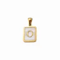Goudkleurig Titaanstaal Vierkante Parelmoer Letter O Hanger DIY Sieraden Accessoire - Letter O / 5 Stuks/Verpakking