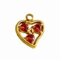 Gold heart pendant with three red zircon stones DIY jewelry accessory for necklace bracelet - Single Color Heart / Red