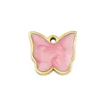 Rosa Emaillierter Schmetterling Anhänger Gold Titan Stahl DIY Halskette Schmuck Zubehör - 5 Rosa Muschel Schmetterling