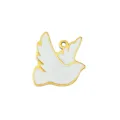 Goldgeränderter weißer Tauben Anhänger DIY Schmuck Zubehör Titanstahl Halskette Ohrring Charm - 7 Reinweiß Fliegende Taube