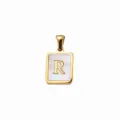RVS verguld parelmoer letter R hanger bedel DIY sieraden accessoire voor armband ketting - Letter R / 5 Stuks/Verpakking