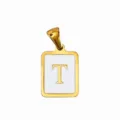 Einfacher Edelstahl vergoldeter quadratischer Buchstabe T Anhänger DIY Schmuck Zubehör Kette - Buchstabe T