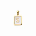 Gouden titanium staal vierkante schelp letter S hanger DIY ketting armband sieraden accessoire - Letter S / 5 Stuks/Verpakking