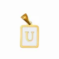 Goldener Edelstahl Emaille Buchstabe U Anhänger DIY Schmuck Zubehör für Halskette - Buchstabe U