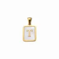 Titanium staal schelp vierkante letter T hanger DIY ketting armband sieraden accessoire - Letter T / 5 Stuks/Verpakking